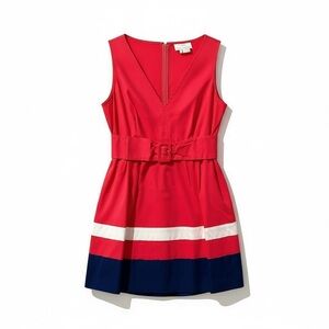 Kate Spade Coral and Navy Belted Dress